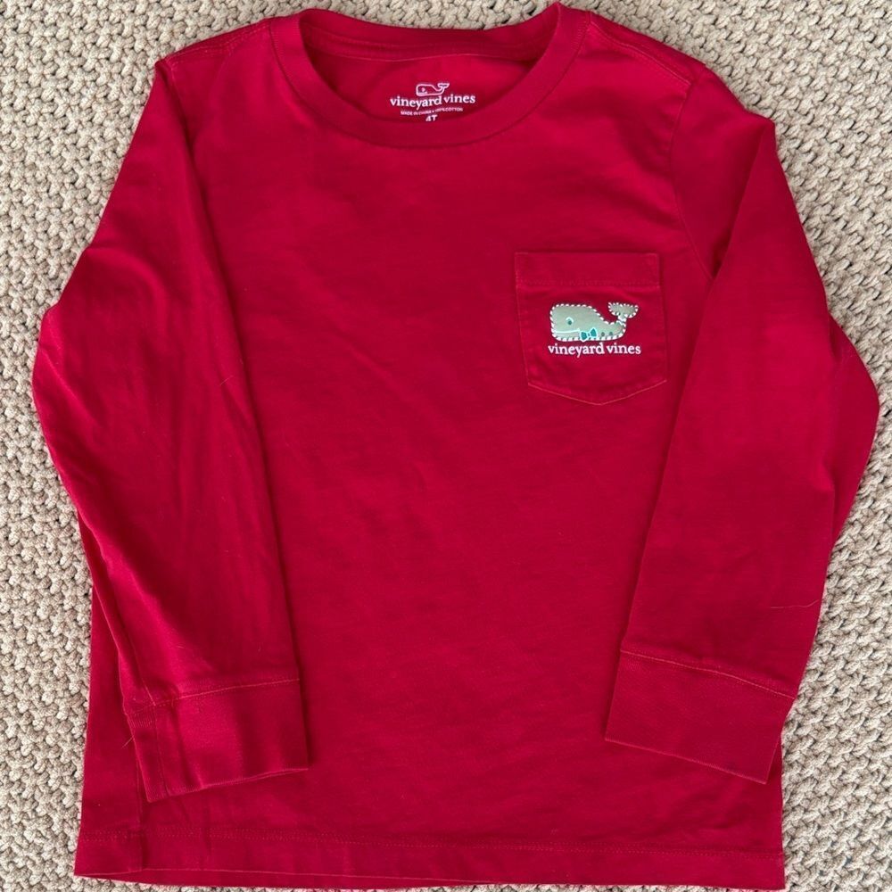 Vineyard Vines Kids Bright Red Long Sleeve Tee